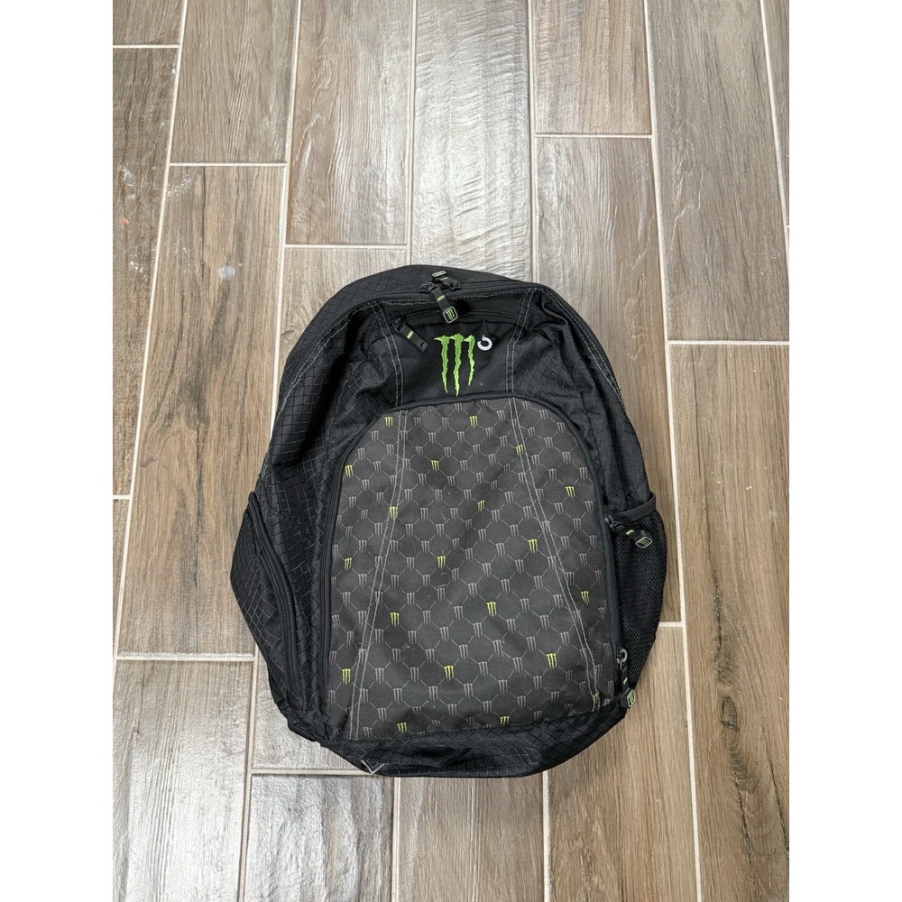Monster Energy Drink Promo Laptop Backpack Black Green Bookbag Carry On Bag Y2K
